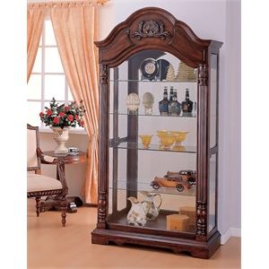 Bowery Hill Denton Cherry Curio Cabinet with Tempered Glass Shelves