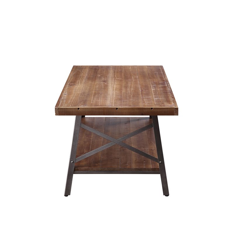 Bowery Hill Rectangular Wooden Coffee Table in Weathered Oak and Sandy Black