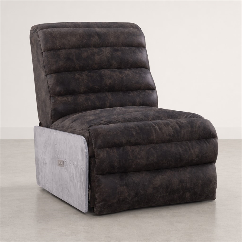 Bowery Hill Power Motion Recliner in Top Grain Leather and Aluminum