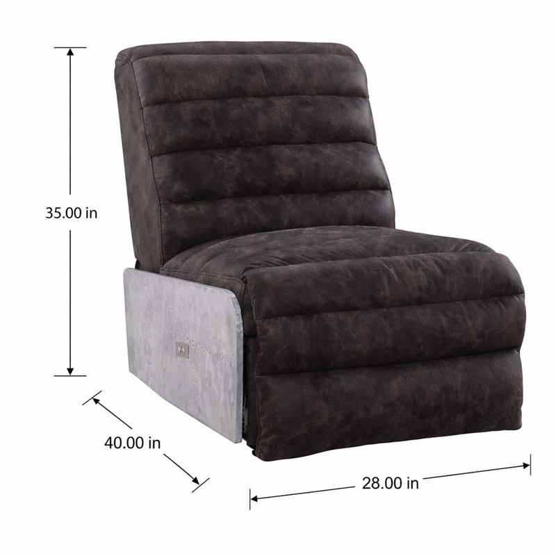 Bowery Hill Power Motion Recliner in Top Grain Leather and Aluminum
