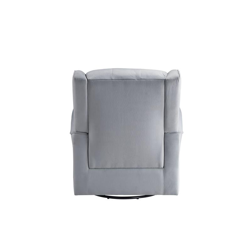 Bowery Hill Swivel Chair with Glider and Nail-Head Accent in Gray Fabric
