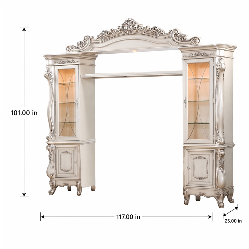 Bowery Hill Gorsedd Wooden Hutch with Glass Doors in Golden Ivory