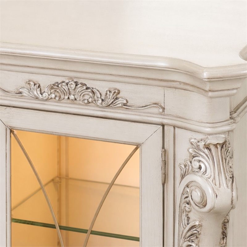 Bowery Hill Gorsedd Wooden Hutch with Glass Doors in Golden Ivory