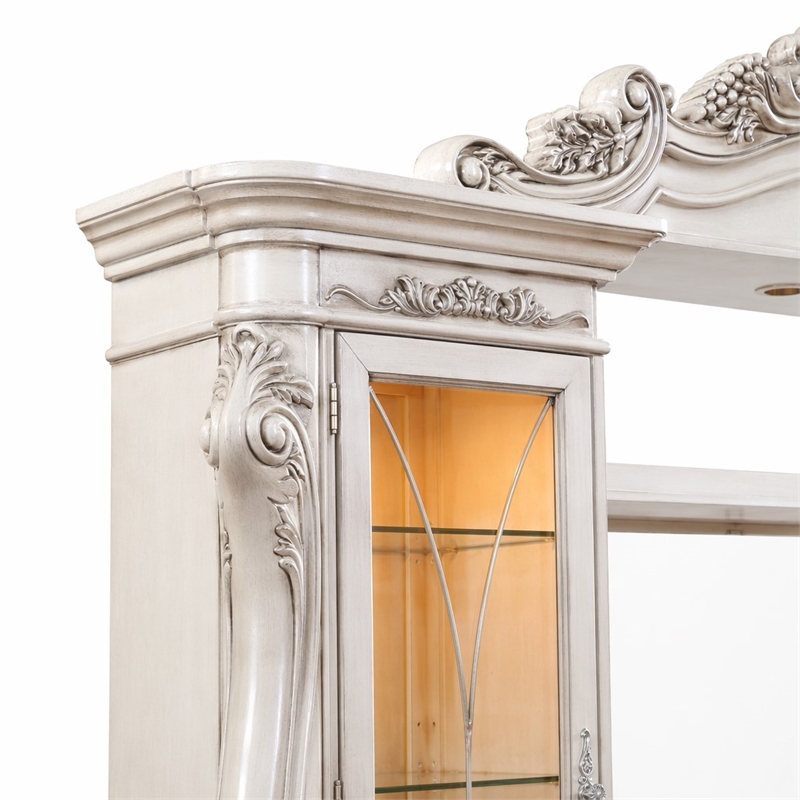 Bowery Hill Gorsedd Wooden Hutch with Glass Doors in Golden Ivory