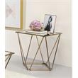 Bowery Hill Square Glass End Table with Champagne Gold Finish