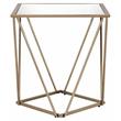 Bowery Hill Square Glass End Table with Champagne Gold Finish