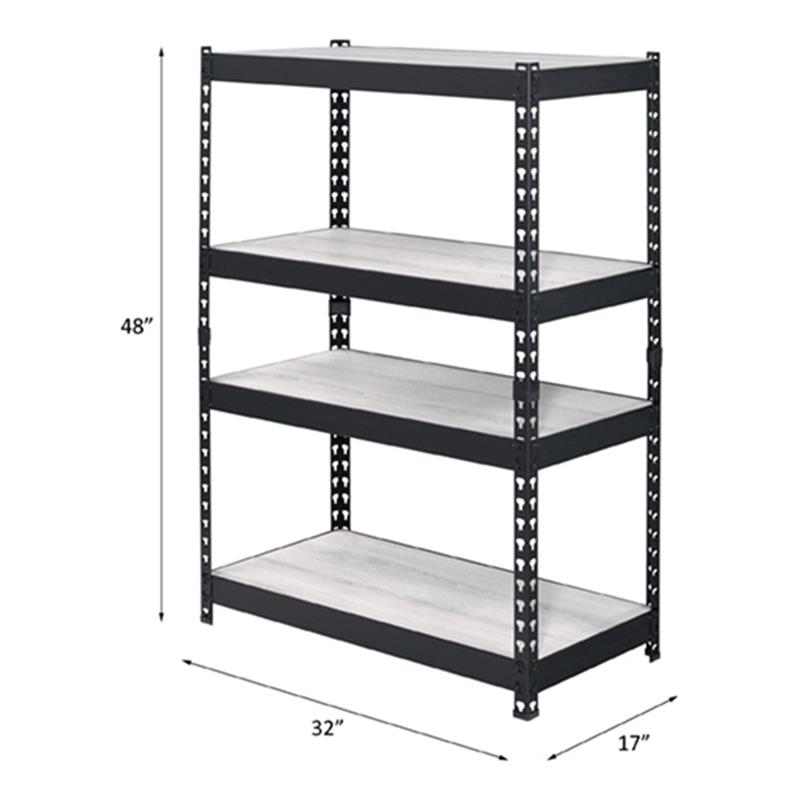 Bowery Hill Metal Bookshelf with 4 Adjustable Shelves in Natural and Black