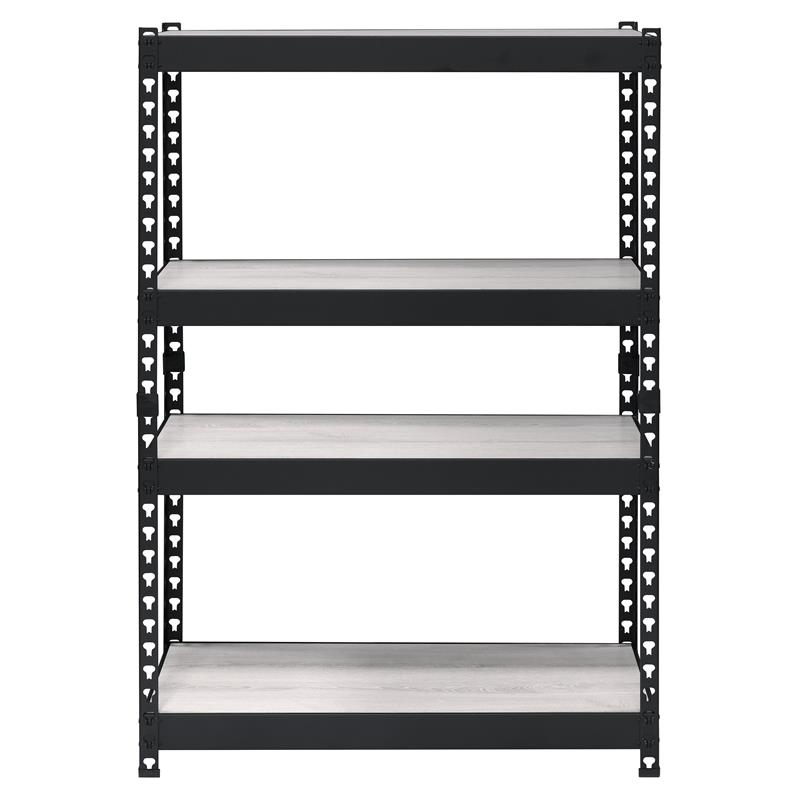 Bowery Hill Metal Bookshelf with 4 Adjustable Shelves in Natural and Black
