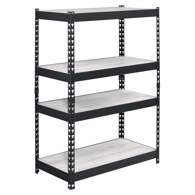 Bowery Hill Metal Bookshelf with 4 Adjustable Shelves in Natural and Black