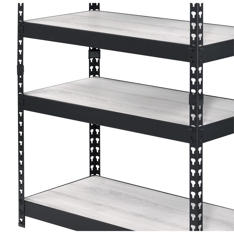 Bowery Hill Metal Bookshelf with 4 Adjustable Shelves in Natural and Black