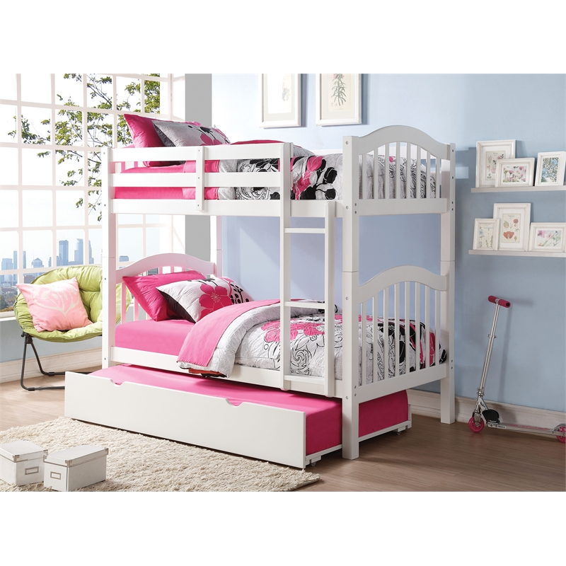 Bowery Hill Heartland Twin Twin Wooden Bunk Bed in White