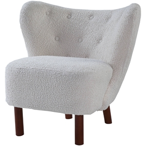 Bowery Hill Wingback Accent Chair in White Sherpa Upholstery