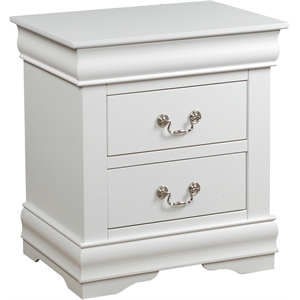 Bowery Hill 2-Drawer Nightstand in White with Nickel Handles