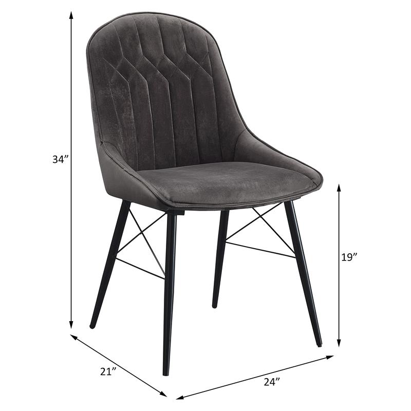 Bowery Hill Abraham Tufted Fabric Side Chair in Gray/Black Set of 2