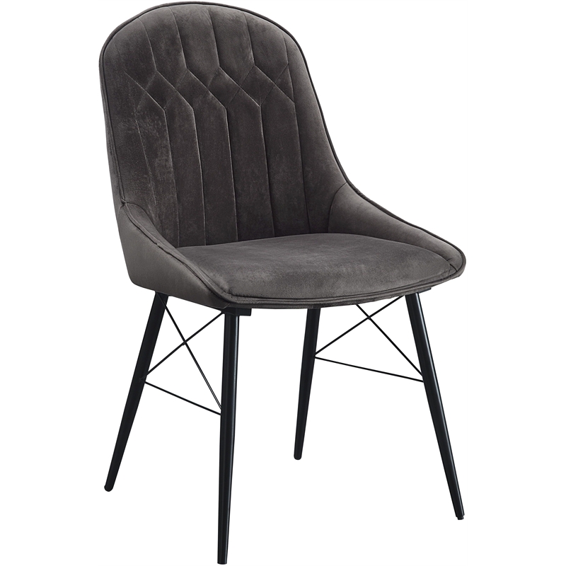 Bowery Hill Abraham Tufted Fabric Side Chair in Gray/Black Set of 2
