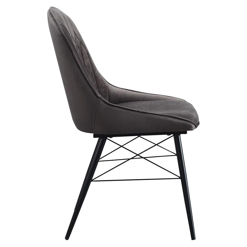 Bowery Hill Abraham Tufted Fabric Side Chair in Gray/Black Set of 2