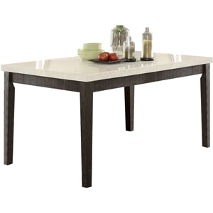 Bowery Hill Dining Table with Marble Top in White and Dark Oak