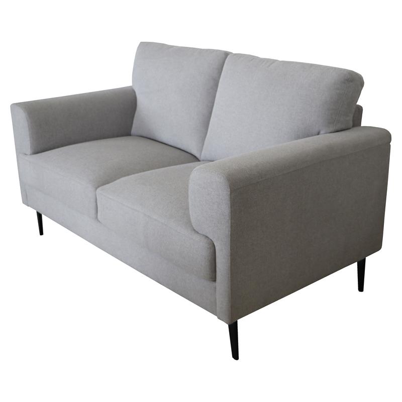 Bowery Hill Linen Upholstered Loveseat with Track Arms in Light Gray