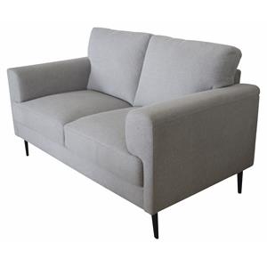 Bowery Hill Linen Upholstered Loveseat with Track Arms in Light Gray