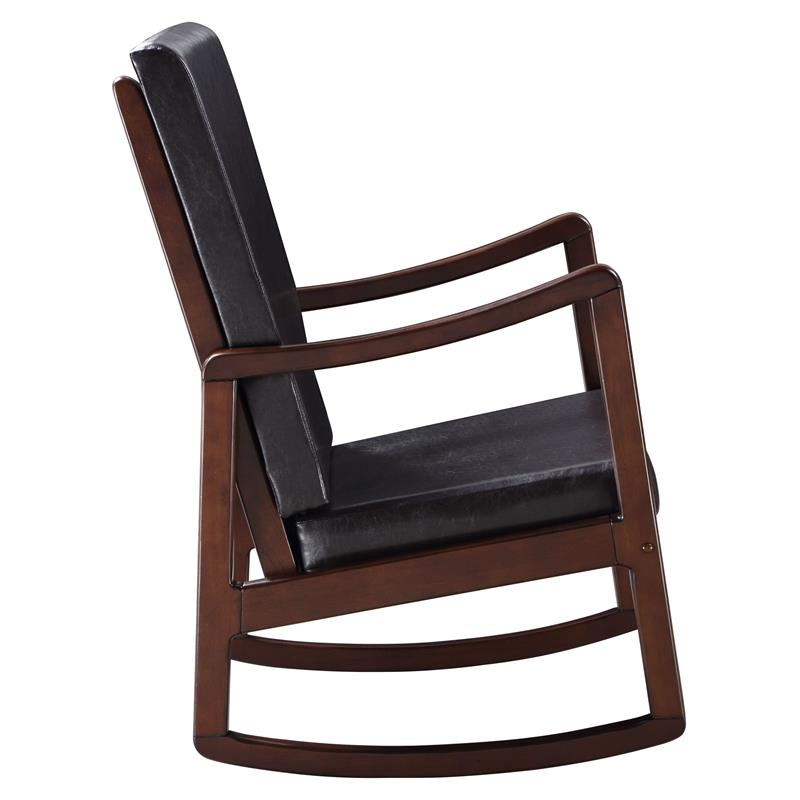 Bowery Hill Faux Leather Rocking Chair in Dark Brown and Espresso