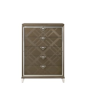 Bowery Hill 5-Drawer Wood Bedroom Chest with Acrylic Legs in Dark Champagne