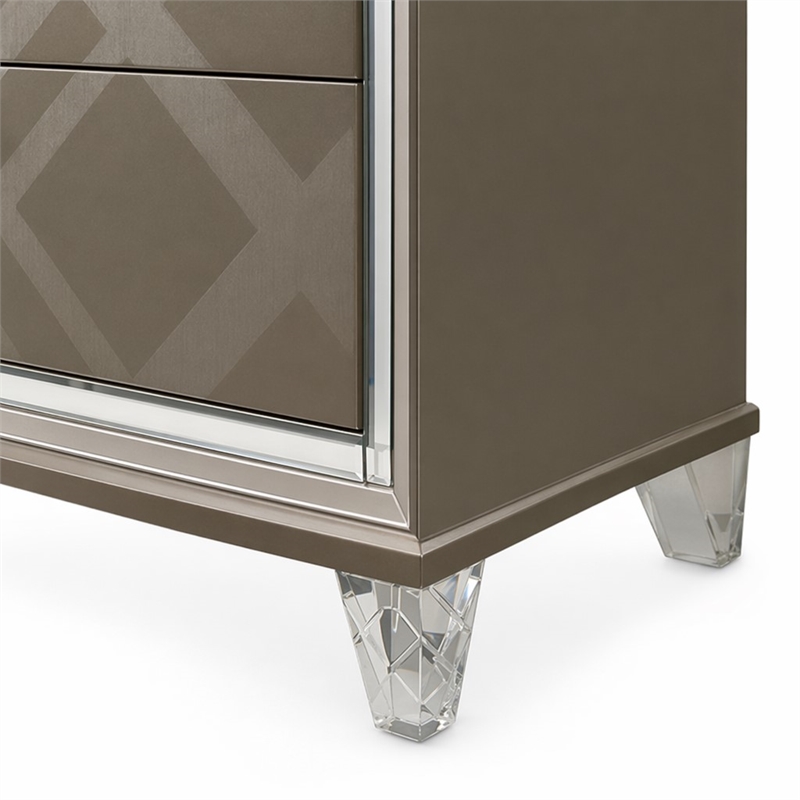 Bowery Hill 5-Drawer Wood Bedroom Chest with Acrylic Legs in Dark Champagne