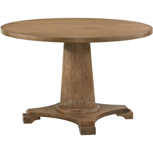 Bowery Hill Yotam Round Wooden Pedestal Dining Table in Salvaged Oak