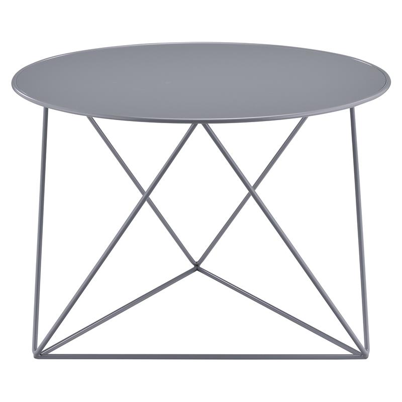 Bowery Hill Metal Accent Table with Geometric Base in Gray Finish