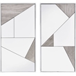 Bowery Hill Wall Accent Mirrors Set with Metal Frame and Wooden Inlay