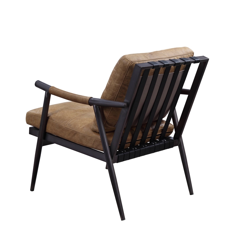 Bowery Hill Anzan Leather Accent Chair with Removable Cushions
