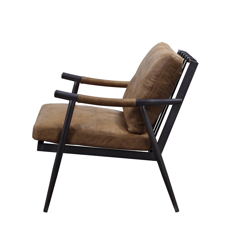 Bowery Hill Anzan Leather Accent Chair with Removable Cushions