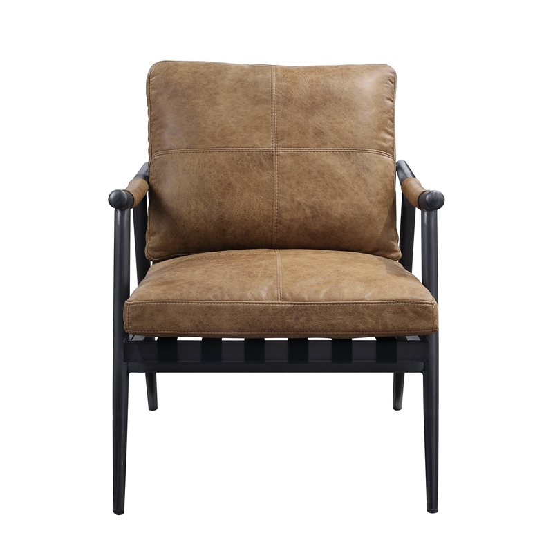 Bowery Hill Anzan Leather Accent Chair with Removable Cushions