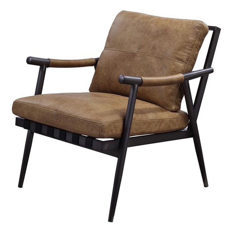 Bowery Hill Anzan Leather Accent Chair with Removable Cushions