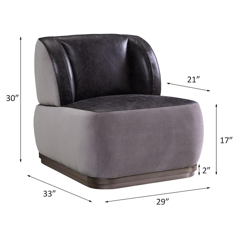 Bowery Hill Decapree Leather Accent Chair in Antique Slate and Grey
