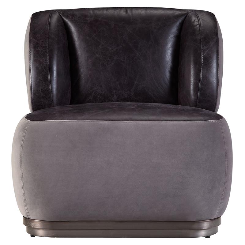 Bowery Hill Decapree Leather Accent Chair in Antique Slate and Grey