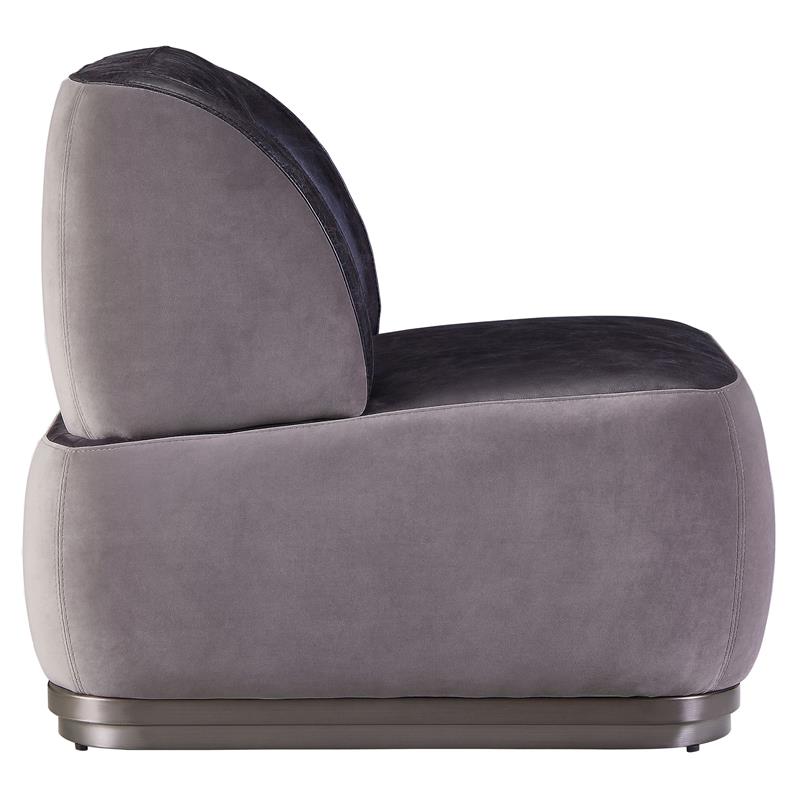 Bowery Hill Decapree Leather Accent Chair in Antique Slate and Grey