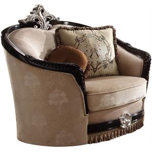 Bowery Hill Ernestine Chair with 2 Pillows in Tan Fabric and Black
