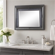 Bowery Hill Rectangular Mirror with LED and Wooden Frame in Metallic Gray