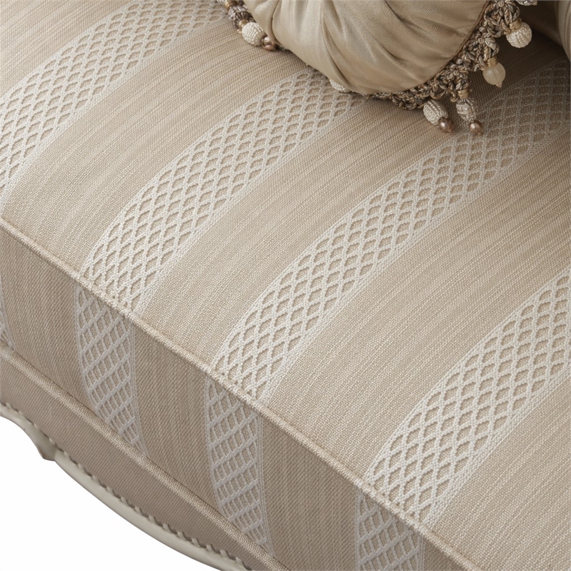 Bowery Hill Picardy Traditional Sofa with Pillows in Beige and Antique Pearl