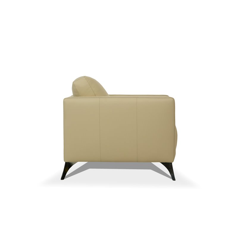 Bowery Hill Malaga Leather Accent Chair in Cream with Chrome Legs