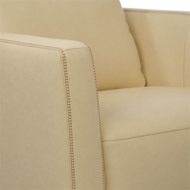 Bowery Hill Malaga Leather Accent Chair in Cream with Chrome Legs