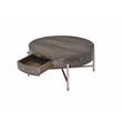 Bowery Hill Round Coffee Table with 1 Drawer and Champagne Metal Base