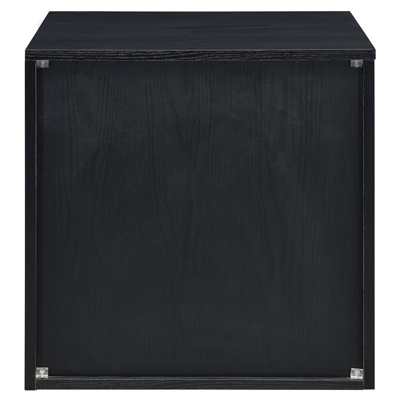 Bowery Hill 2-Drawer Wooden Accent Table in Black with Silver Trim