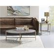 Bowery Hill Round Faux Marble End Table with Champagne Metal Base