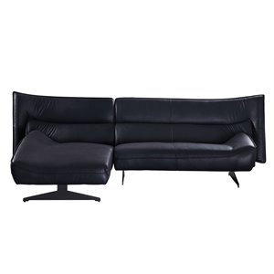 Bowery Hill Maeko Leather Upholstered Armless Sectional Sofa in Dark Gray