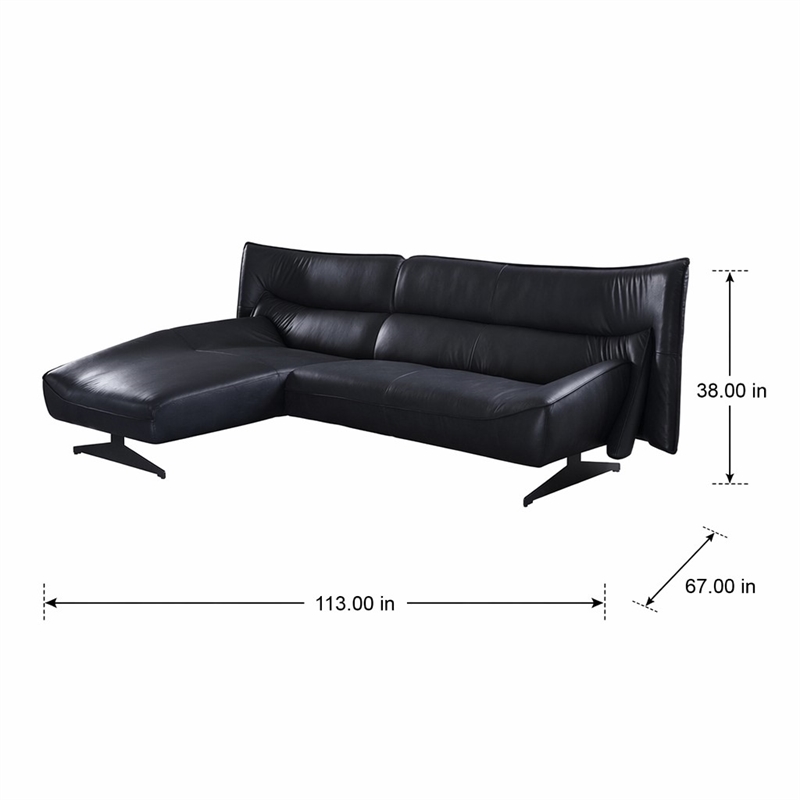 Bowery Hill Maeko Leather Upholstered Armless Sectional Sofa in Dark Gray