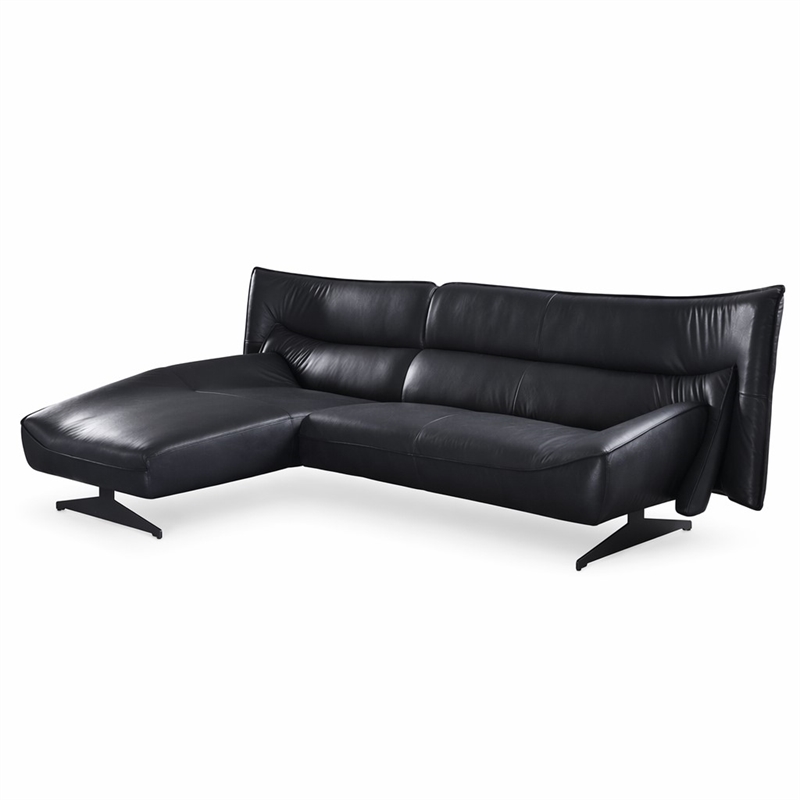 Bowery Hill Maeko Leather Upholstered Armless Sectional Sofa in Dark Gray