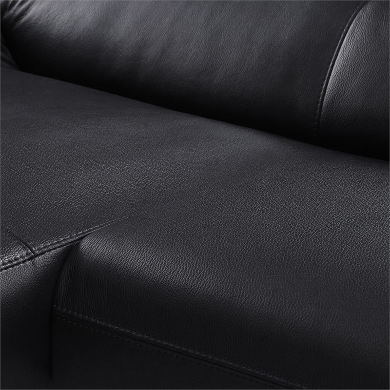 Bowery Hill Maeko Leather Upholstered Armless Sectional Sofa in Dark Gray
