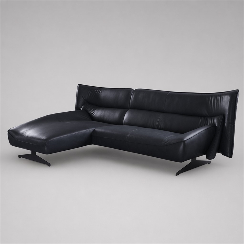 Bowery Hill Maeko Leather Upholstered Armless Sectional Sofa in Dark Gray