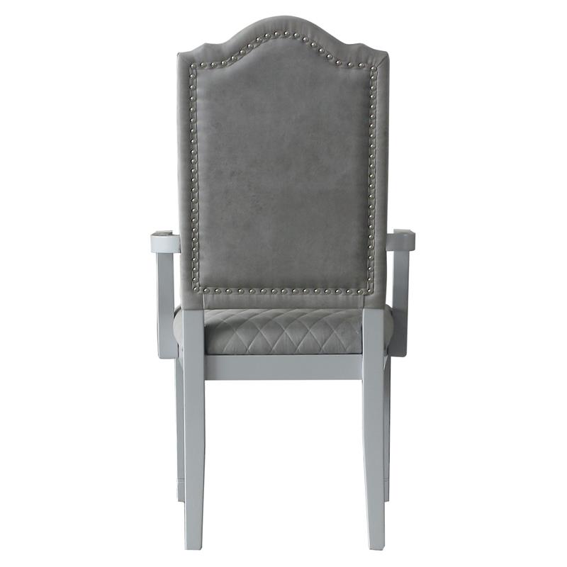 Bowery Hill Fabric Arm Chair with Nailhead Trim in Two-Tone Gray Set of 2